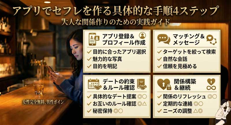 アプリでセフレを作る具体的な手順4ステップ